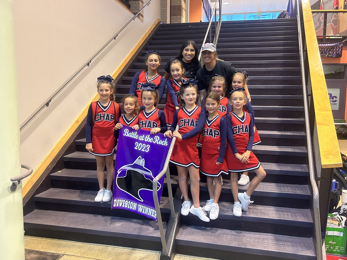 Chap Rec Cheer gets the W their first time on the mat.  Congrats Coach Ashtyn!  #chapfamily <a href="/gochaparral/">Chaparral Athletics</a>