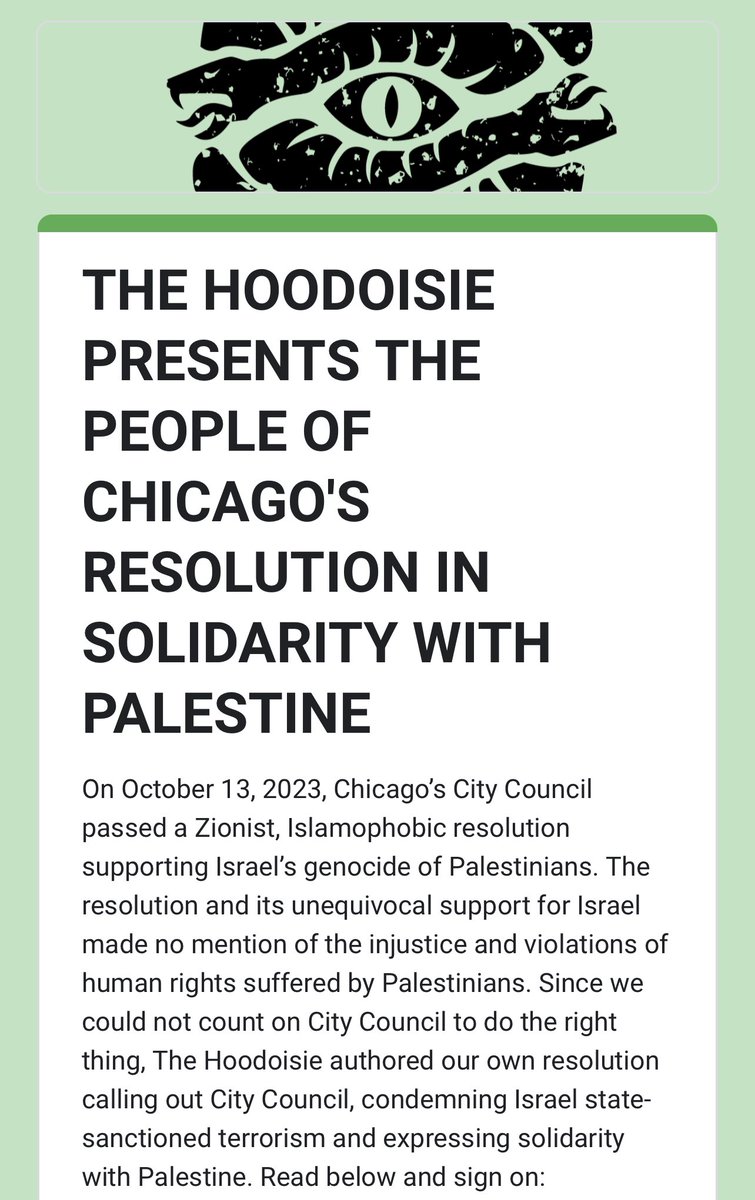 CHICAGO: Will you sign the @hoodoisie’s resolution in solidarity with Palestine?

We already have over 200 signatures!

Link to sign: docs.google.com/forms/d/e/1FAI…