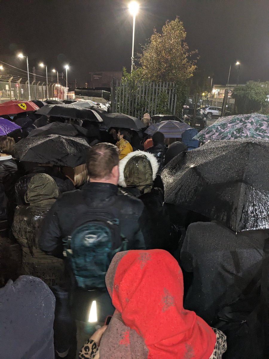 Rail replacement drama in Billericay. 40 minutes in the rain so far.