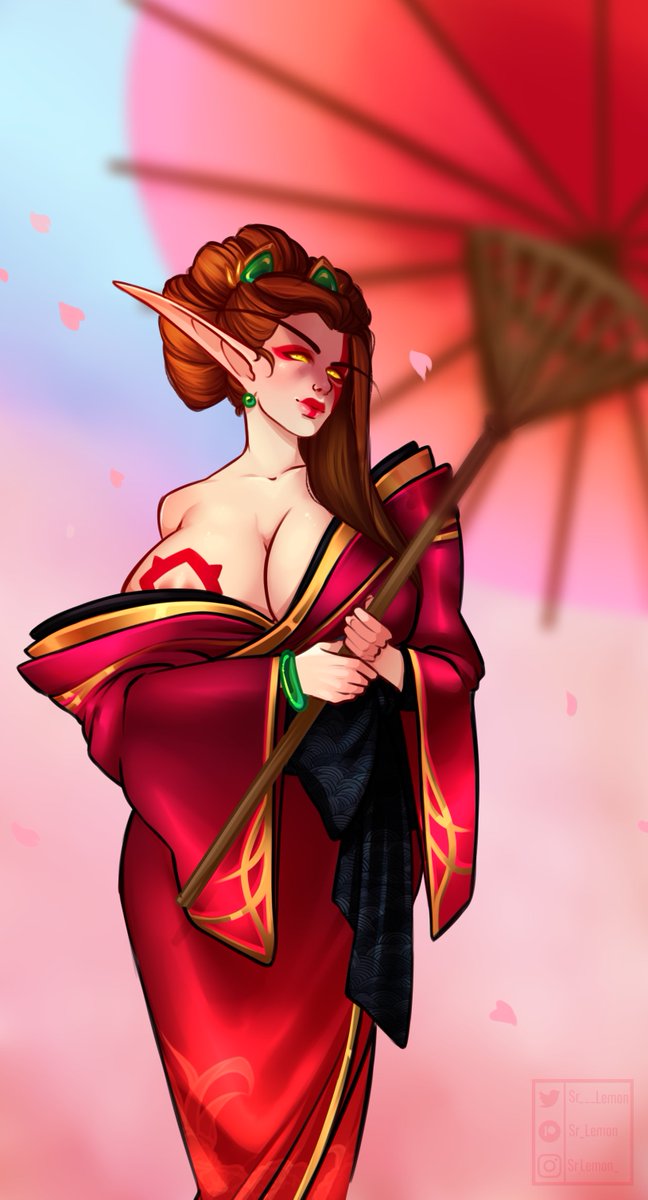 Got a different take on her, but isn't she seductive regardless? (˘ ˘ ˘)🩷

#wow #worldofwarcraft #bloodelf #sindorei #belf #geisha #oc #originalcharacter #rp #roleplay #fantasy #digitalart