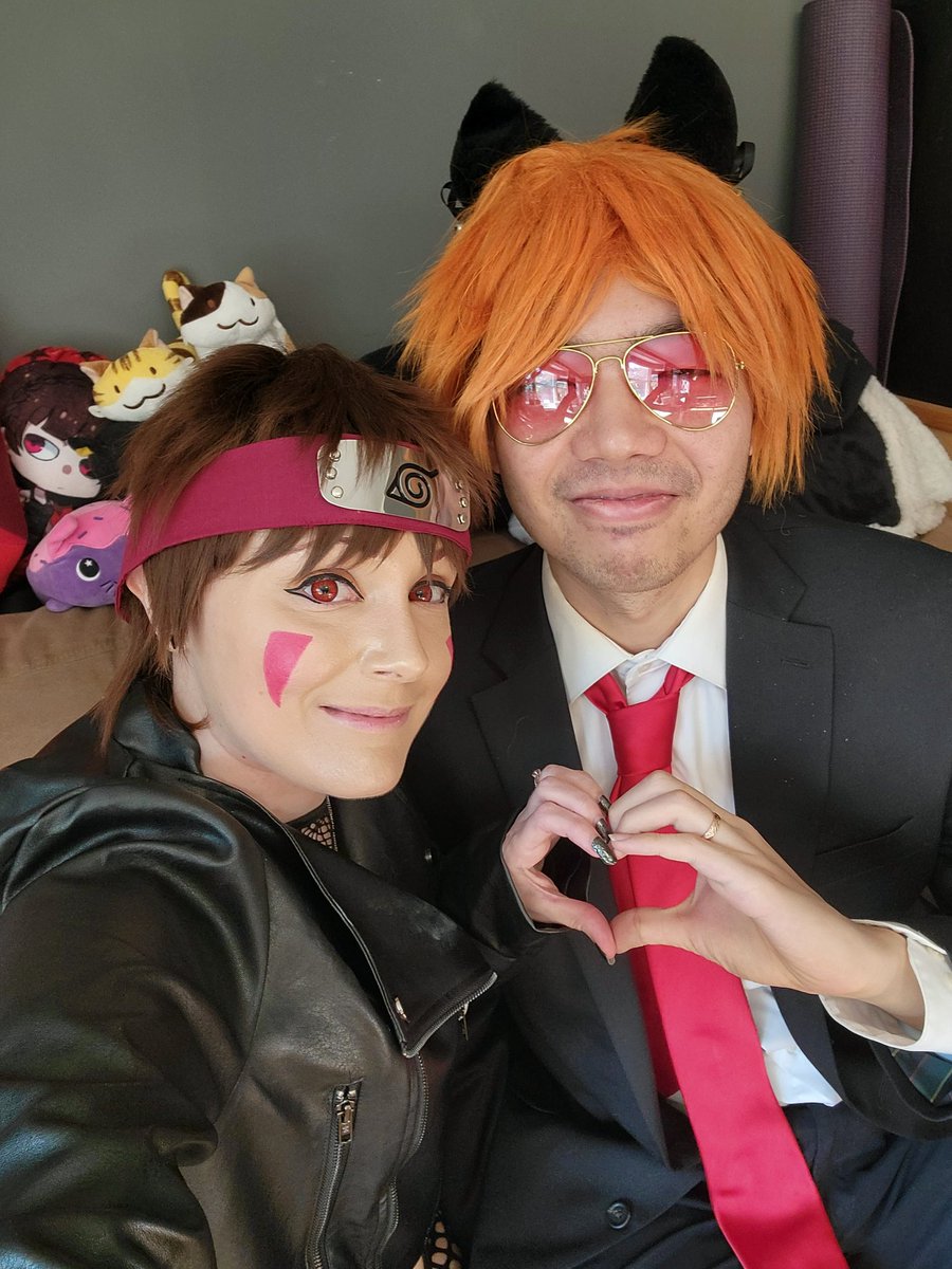 Pyroar's tweet photo. Cat Boy & Dog Boy power couple for Halloween this year. #FairyTail #Naruto #CouplesCosplay https://t.co/eUYpFefS8I
