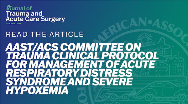 Trauma patients are at risk for severe hypoxemia &amp; acute respiratory distress syndrome &amp; associated high morbidity &amp; mortality. To optimize ARDS management in the injured patient, a consensus Clinical Trauma ARDS Protocol was developed for trauma centers

journals.lww.com/jtrauma/fullte…