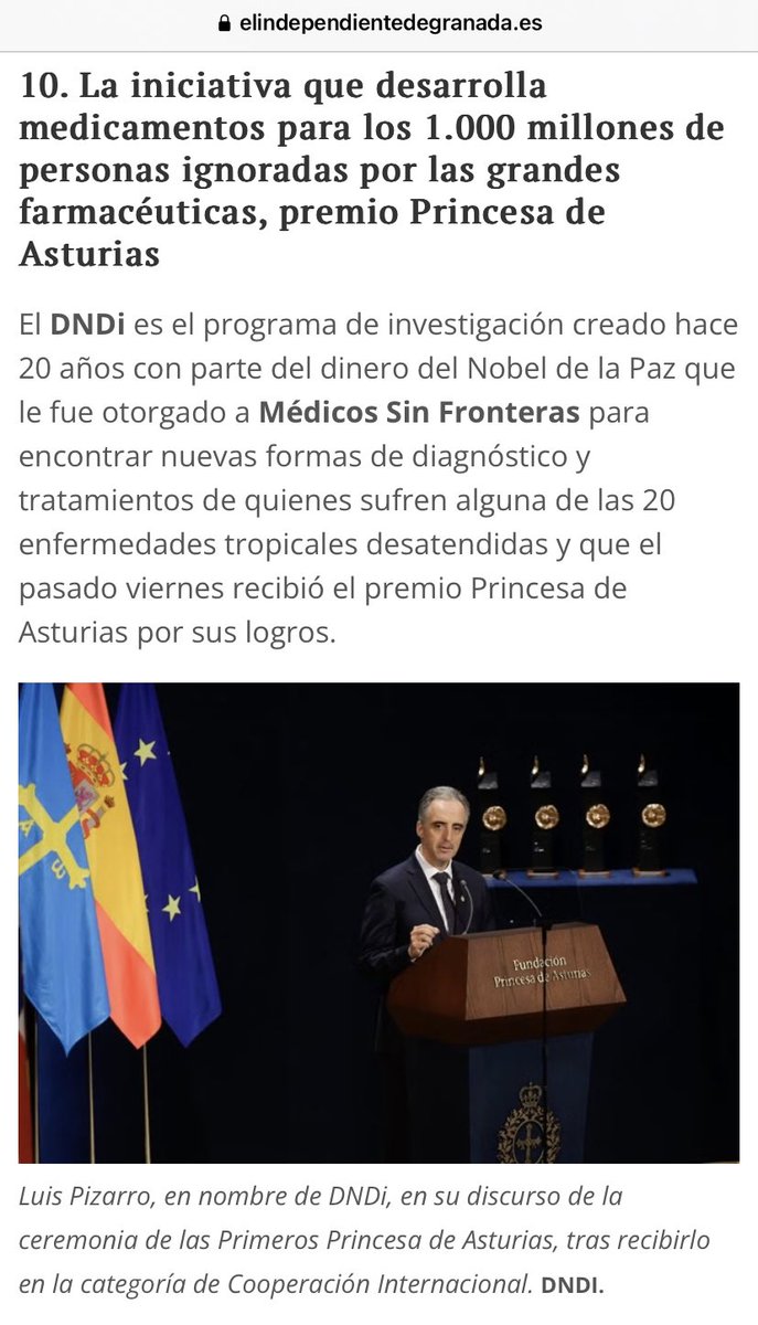 joancmarch's tweet photo. 🔴La iniciativa que desarrolla #medicamentos para los 1.000 millones de personas ignoradas por las grandes #farmacéuticas, #premioPrincesadeAsturias
➡️Mujeres '#uniteta' tras el #cáncerdemama
2 nuevas píldoras en mis crónicas sanitarias @IndeGranada
✅https://t.co/g2qkaVzn9m https://t.co/UGW3uwAc5c