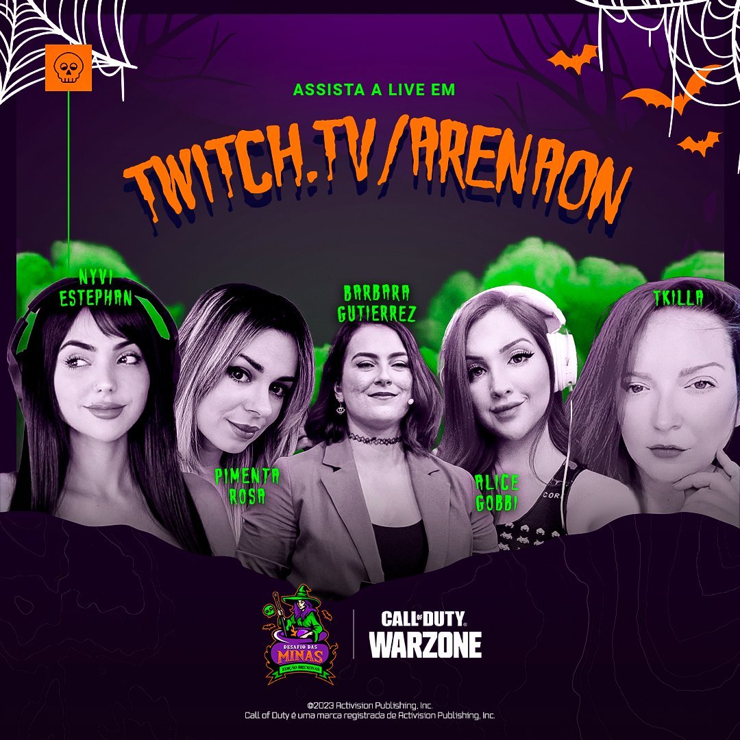 BORA PRO🧹 #DESAFIODASBRUXONAS !

Eu junto com as MARAS <a href="/NyviEstephan/">Nyvi Estephan 🎥🎮🎤</a> <a href="/Pimentarosa_CDC/">Pimentarosa</a> <a href="/alicegobbibr/">Alice</a> e <a href="/tkillatkilla/">TKilla</a> vamos assistir as minas mais brabas do CoD Warzone disputando R$ 28 mil em premiação!

Cola com a gente às 17h lá com <a href="/CallofDutyBR/">Call of Duty BR</a>  &amp; <a href="/ArenaOnOficial/">ArenaOn</a> 🔥