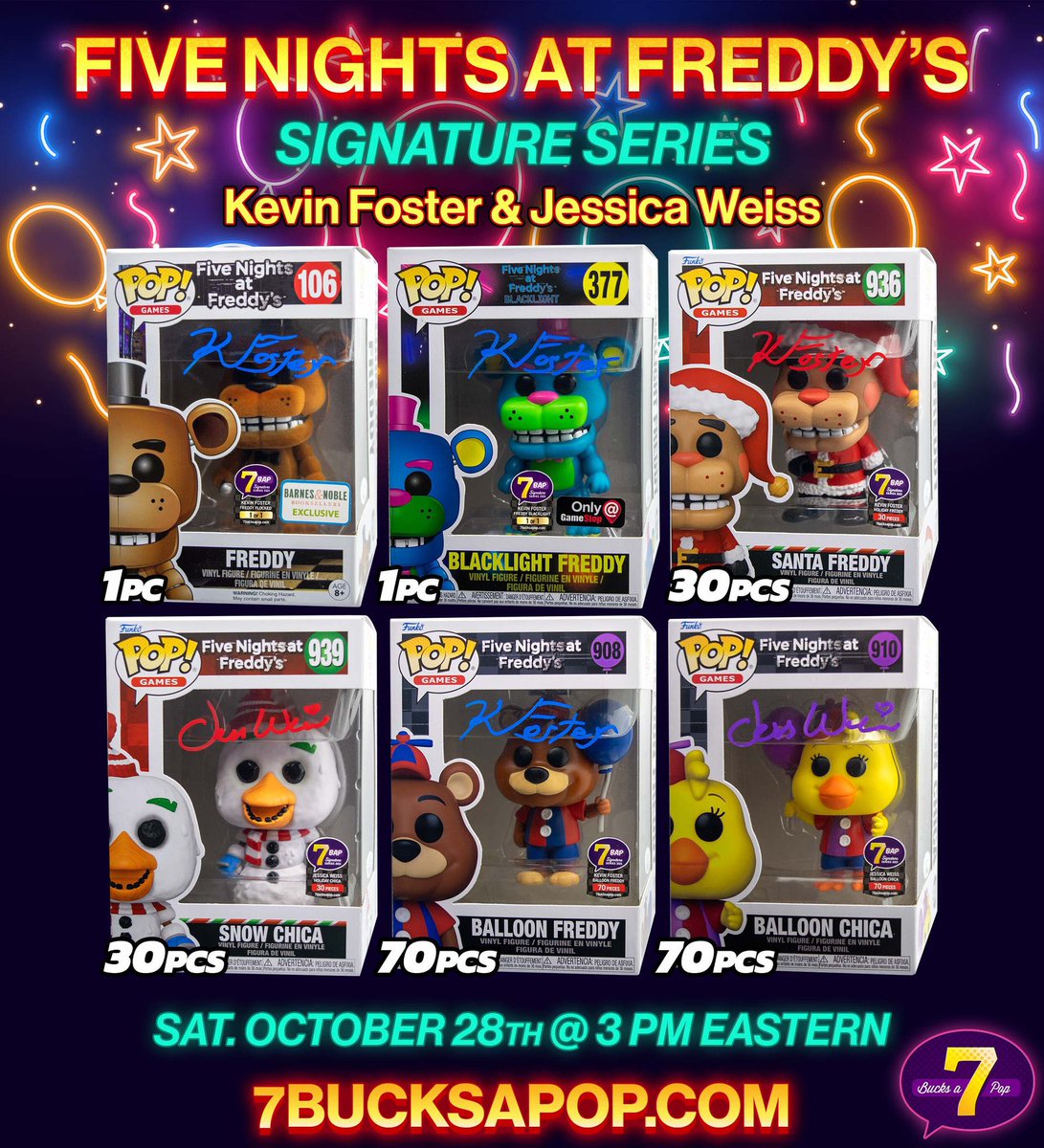 Available Now: #7BAPSignatureSeries - Five Nights at Freddy's! #Ad 7bucksapop.com/collections/7b… #7BAP #Funko #Funkopop #Popvinyl #Pop #Halloween #jsaauthenticated #practicesafesigs