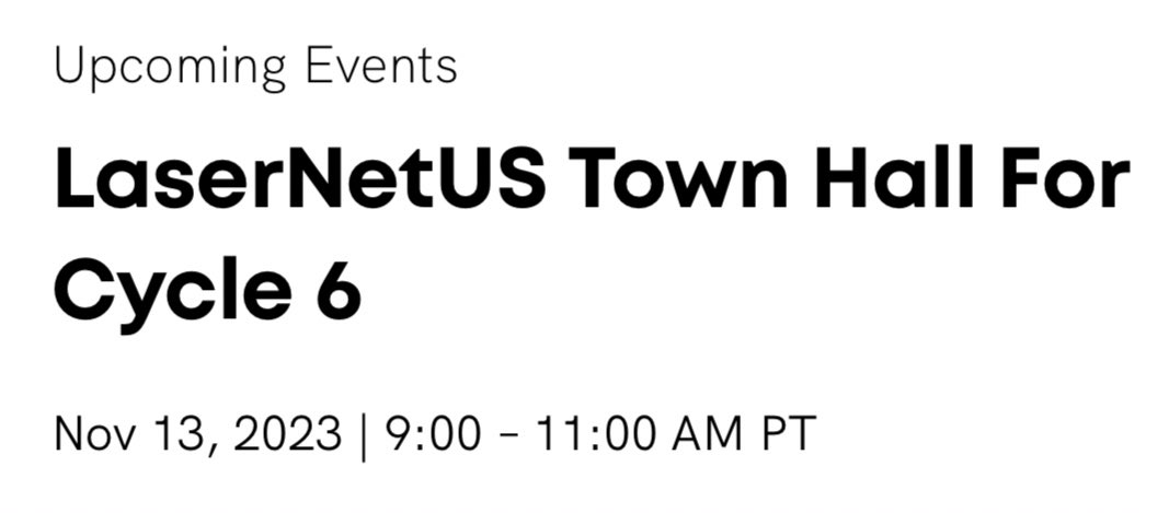 📆 SAVE THE DATE 📅 

Join us for a Virtual Town Hall on November 13, 2023, from 9 AM to 11 AM PT. During this event, we'll provide valuable insights into the technical and #laser capabilities offered in Cycle 6 for your #research