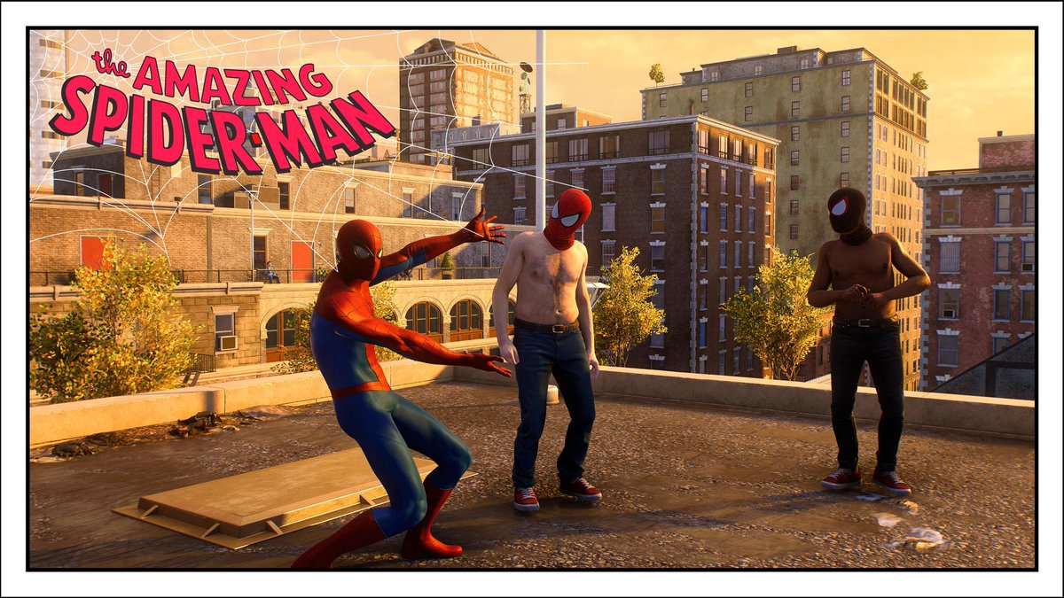 noeltacobell's tweet photo. Gotta love it when your favorite content creators make into a game! @KindaFunnyVids @GameOverGreggy @BlessingJr #shirtlessspiderman #shirtlessmilesmorales #shirtlessboys https://t.co/x6gypbolZZ