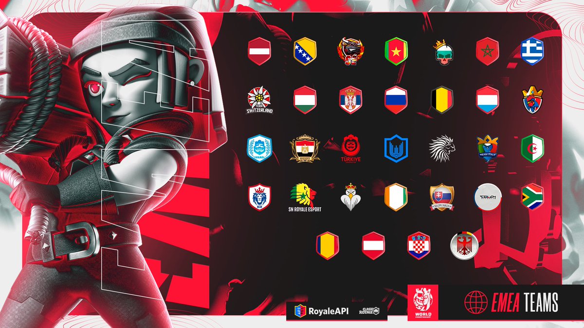 CR_Supremacy's tweet image. 🔴 𝑶𝑭𝑭𝑰𝑪𝑰𝑨𝑳 𝑷𝑹𝑬𝑺𝑬𝑵𝑻𝑨𝑻𝑰𝑶𝑵:

🔰 32 EMEA TEAMS 🌍

🇱🇻 @Team_Latvia_CR
🇧🇦 @BiHCR_
🇪🇸 @clashroyaleSE
🇨🇲 @Clashroyale_237
🇧🇬 @TeamBulgariaCR
🇲🇦 @Morocco_CR
🇬🇷 @TeamGreeceCR
🇨🇭 @CR_Switzerland
🇭🇺 @TeamHungaryCR
🇷🇸 @CR_Serbia
🇷🇺 @russia_team12
🇧🇪 @TeamBelgium_CR
🇱🇺…