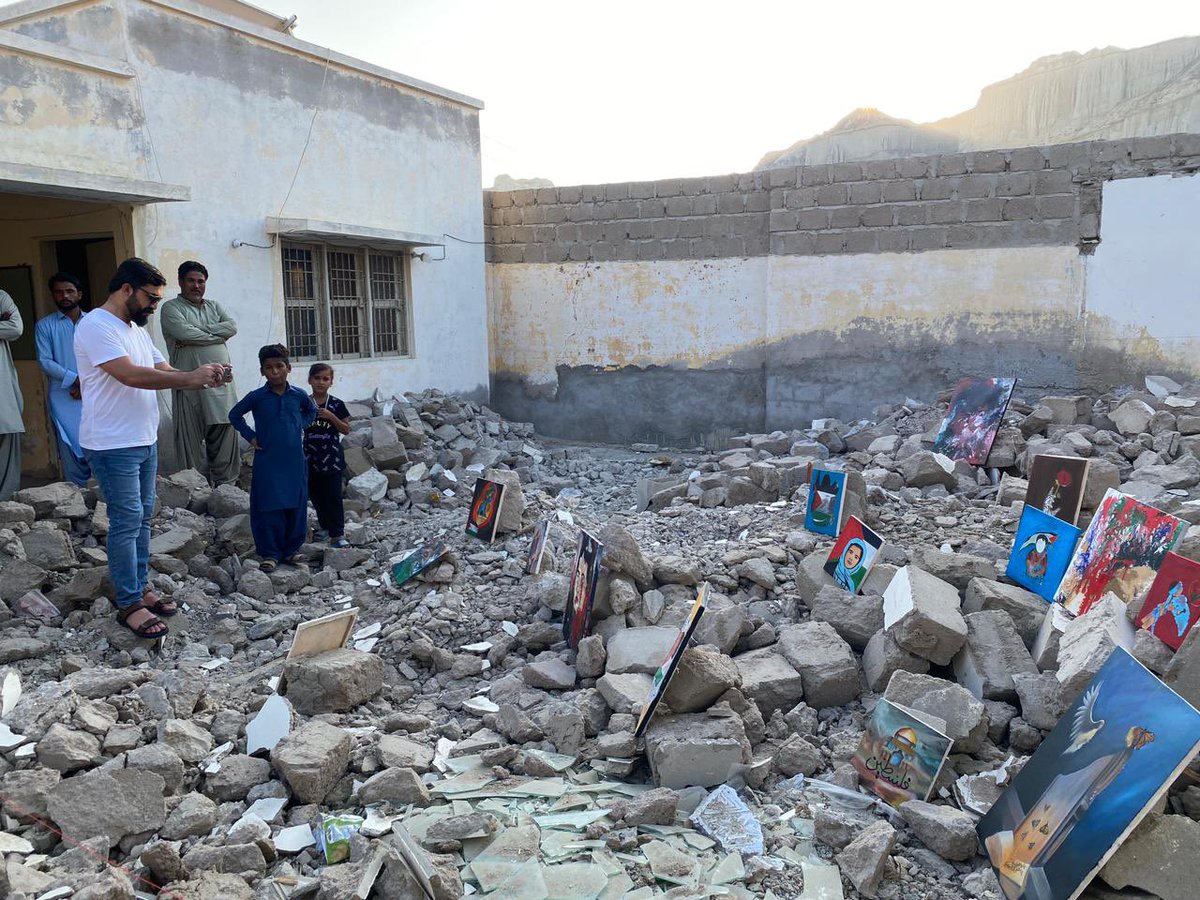 Highly talented young artists of GEEWS academy Gwadar supervised and taught by an NCA graduate Shahina Rashid on self help basis without any external support