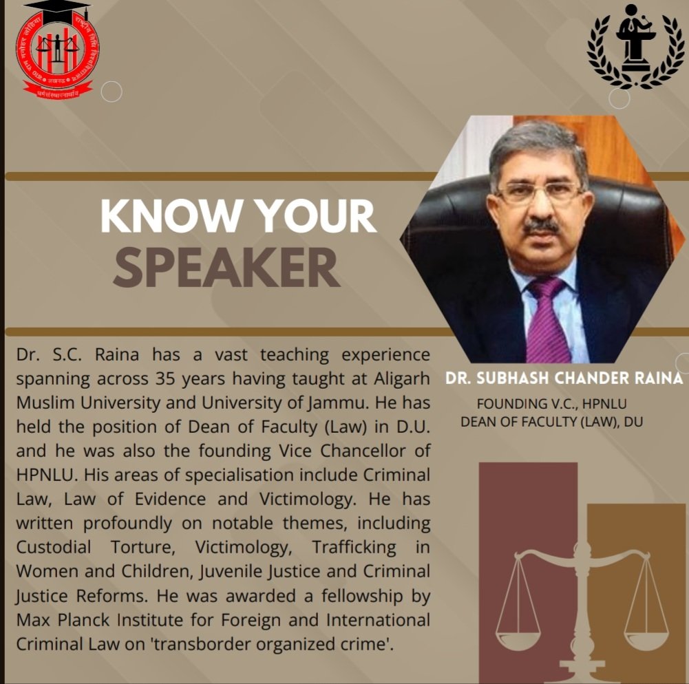 Seminar_RMLNLU's tweet photo. Dr. Sarfaraz Ahmed Khan and Dr. S.C. Raina are distinguished professors and jurists in the field of Criminal Justice Administration who would share their valuable insights on the aforementioned bills and their implications. https://t.co/ds6QNZZFsv