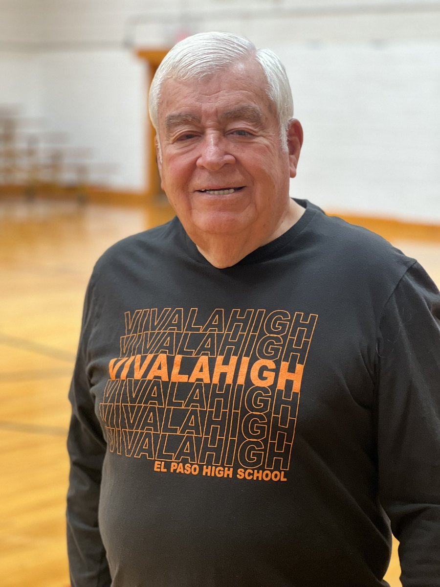 VeroSCervantes's tweet photo. My cute Dad in his EPHS shirt. He shared his class chant, “Out of hell and on to heaven, we’re the Class of ‘57!” #ClassOf57 @elpasohs @ELPASO_ISD https://t.co/DjjGtgcWjt