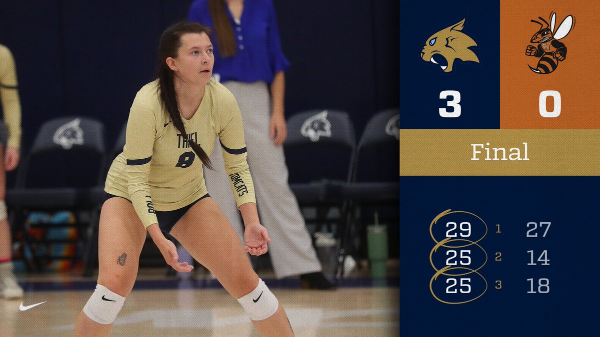 ThielAthletics's tweet photo. BLUE AND GOLD WINNER! The Tomcats go on the road and beat the Yellow Jackets! 🏐#TomcatPride https://t.co/0H7aiVM59s