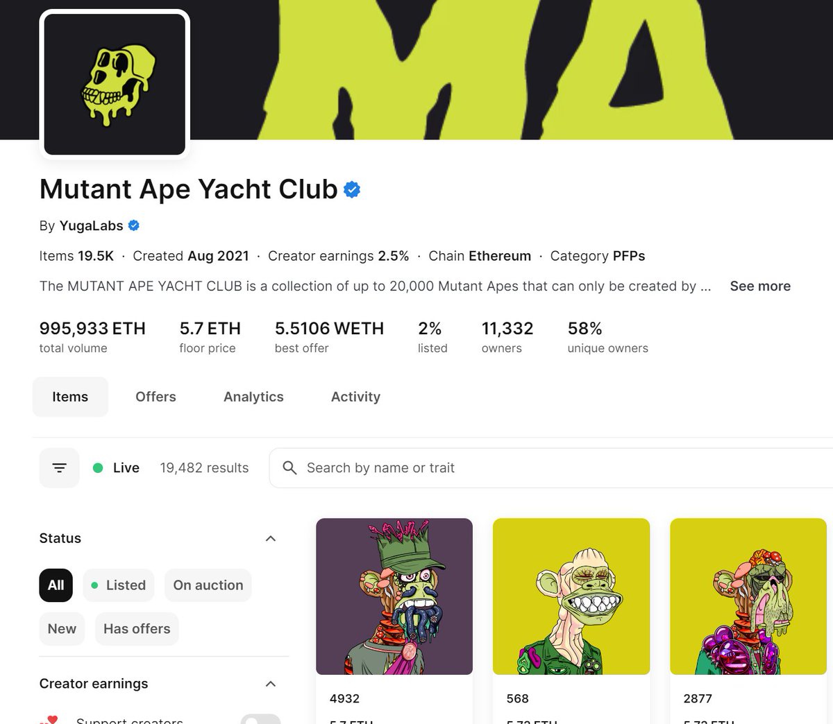 Real talk which is a better buy right now today!?

Mutant Ape Yacht Club - 5.7 eth

Or 999 Club? 4.7 eth