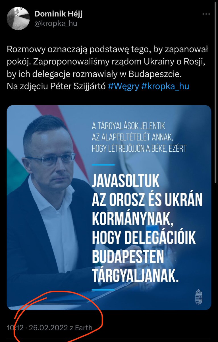 Minister Szijjártó w rozmowie z rosyjską agencją wraca do pomysłu z pierwszych dni wojny, że w przypadku zainteresowanych stron, negocjacje pokojowe mogłyby się odbyć w Budapeszcie. #Węgry #kropka_hu