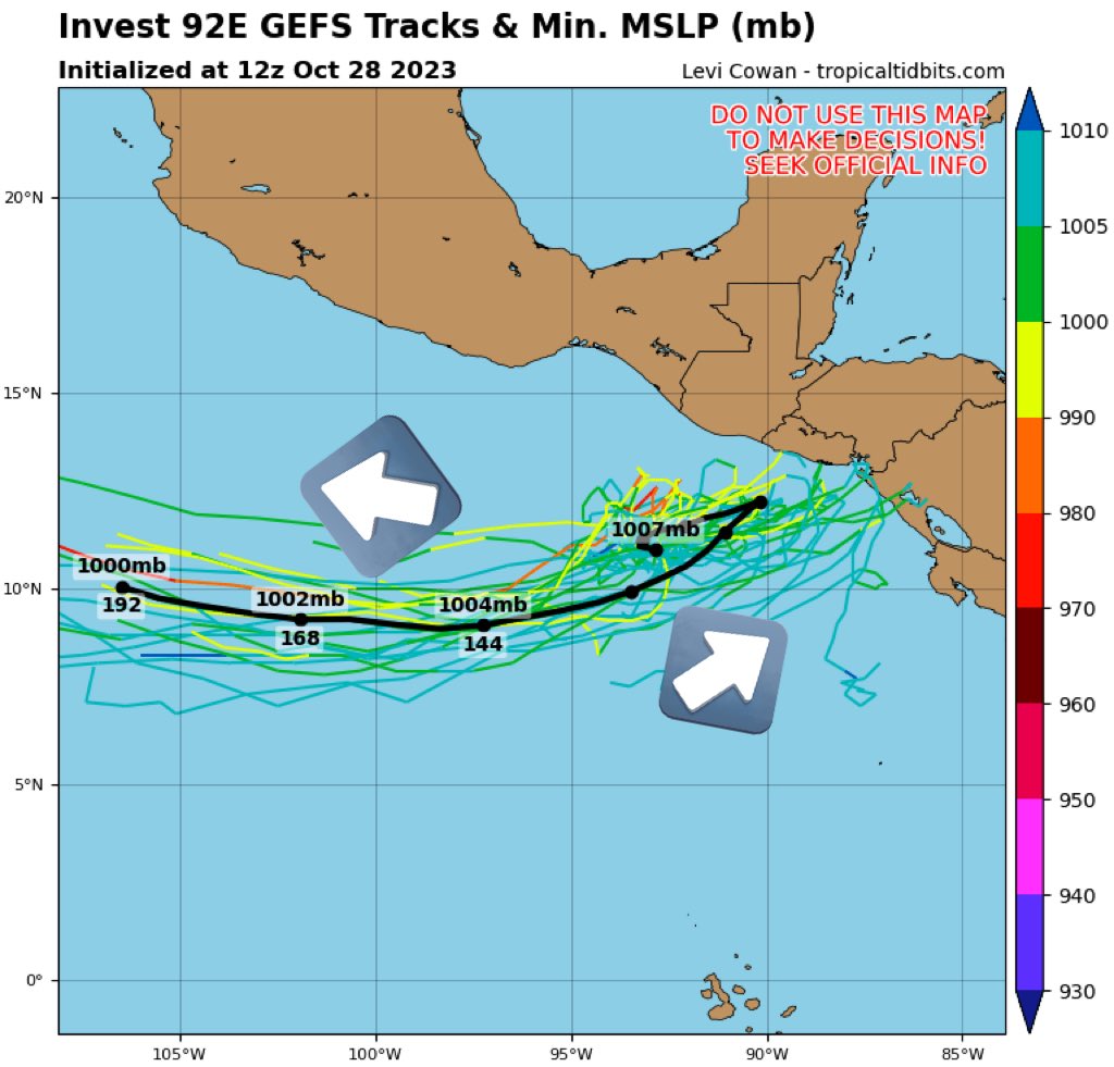 InfoMeteoro's tweet photo. 🚨SEGUIMIENTO A POSIBLE CICLÓN

🌀 En próximas 24-48 horas podría aparecer una depresión o tormenta #Pilar distante al sur del Golfo de Tehuantepec

✅SIGUE SIN SER AMENAZA PARA COSTAS MEXICANAS (INCLUYENDO GUERRO); el empuje del #FrenteFrío8 lo alejará

NO CAIGAN EN ALARMISMOS‼️ https://t.co/QTTaUWzt8v
