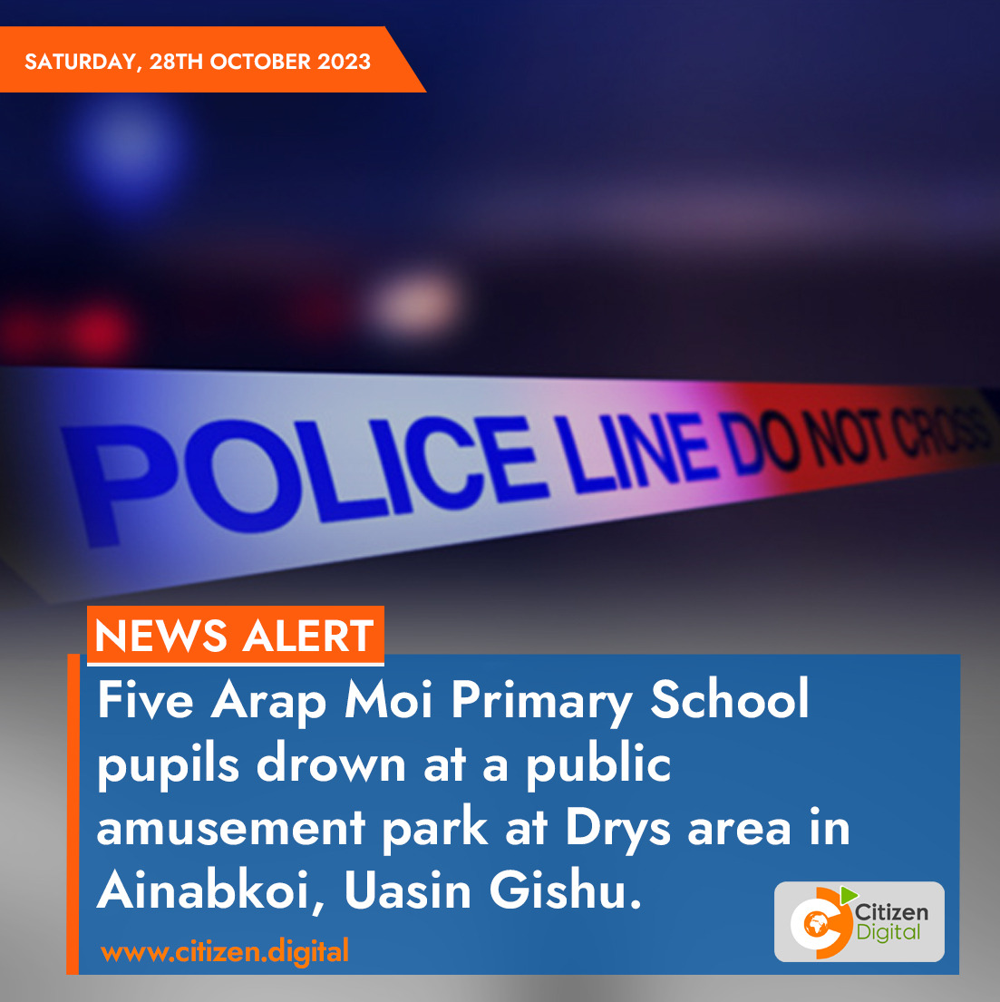 Five Arap Moi Primary School pupils drown at a public amusement park at Drys area in Ainabkoi, Uasin Gishu.