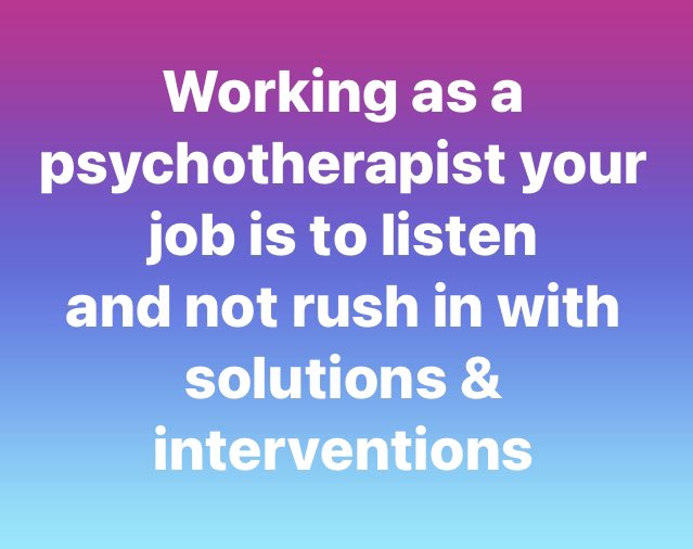 Trainees in psychosexual medicine often find it difficult to listen and not dive in with solutions/ interventions. It seems contrary to our training as healthcare professionals not to offer advice/ reassurance. In the psychosexual clinic the patient is the expert. #sextherapy