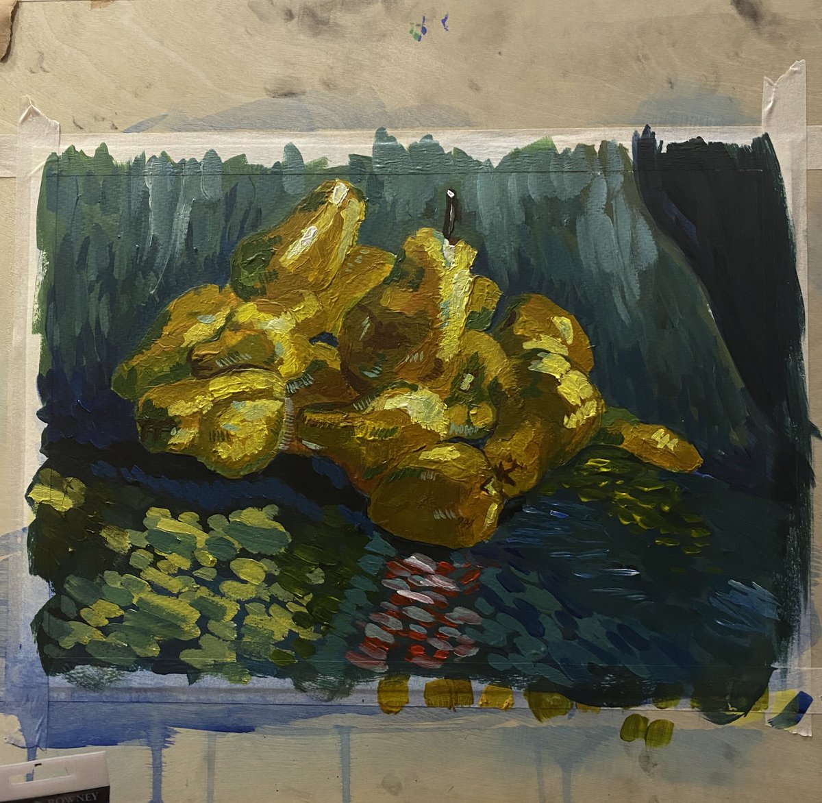 yomihaa's tweet photo. Van Gogh's imitations for class #acrylicpainting #imitationpainting #VanGoghimitation #colourstudies https://t.co/24RMYaZ8JR