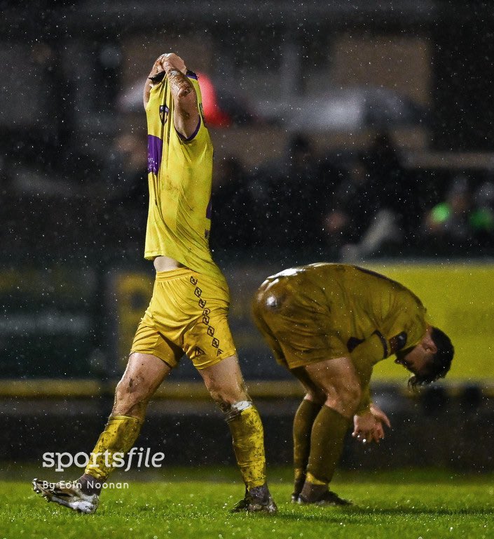Luke Browne of Wexford reacts after the SSE Airtricity Men's First Division Play-Off semi-final loss on aggregate to Cobh Ramblers. 📸 @SportsfileEoin sportsfile.com/more-images/77…