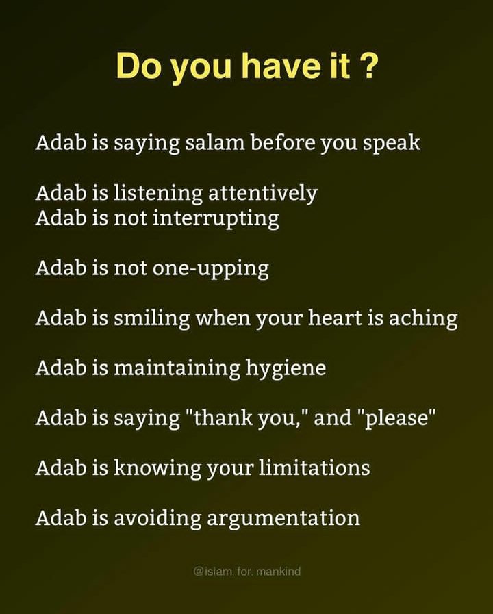 Adab In English ADAB: Do You Have It 🌟💫🌹 THREAD. - Thread from `az @azgumel - Rattibha