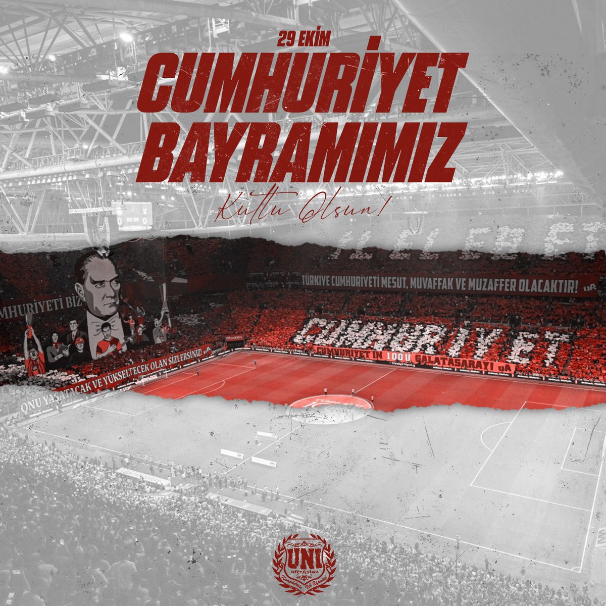 Cumhuriyetimizin kurucusu Gazi Mustafa Kemal Atatürk'ün izinde, Türkiye Cumhuriyeti'nin Galatasaraylı evlatları olarak yüz yıllar geçse de "İlelebet Cumhuriyet" demekten vazgeçmeyeceğiz. 

CUMHURİYETİMİZİN 100. YILI KUTLU OLSUN, NİCE 100 YILLARA! #ultrAslanUNI