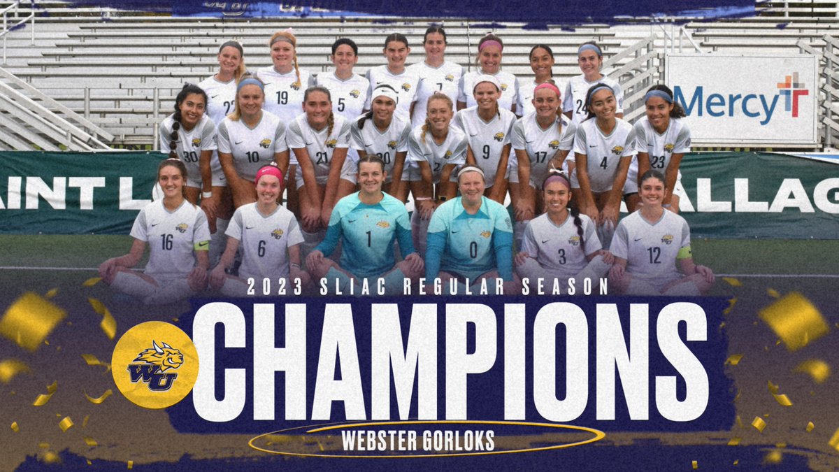 GorlokSports's tweet photo. GORLOKS WIN! @WebsterWSoccer DEFEATED LYON 8-0 THIS AFTERNOON TO CLINCH SOLE POSSESSION OF THE @SLIAC REGULAR SEASON TITLE! This marks the programs 16th title and their first since 2019! @websteru @WebsterUNews 

#LokNation https://t.co/pMArVpT0HI