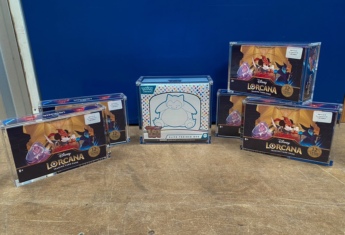 LorcanaChapter1's tweet photo. Loving my new Grail Guard magnetic acrylic cases for my mint booster boxes that I’m keeping for my collection #lorcana #lorcanatcg #lorcanaboosterbox #lorcanabooster https://t.co/ITOV3miVZw