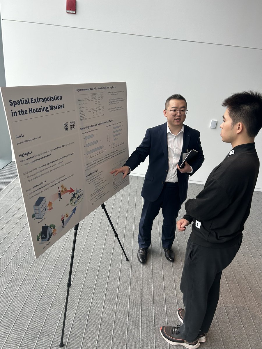 PhD student poster presentations by Chang He (UCLA), Patrick Adams (MIT), and Gen Li (UBC Sauder School of Business) <a href="/MissChangHe/">Chang He</a> 
<a href="/PatrickAdams21/">Patrick Adams</a> #EconTwitter <a href="/MacroFinanceSoc/">MacroFinanceSociety</a>