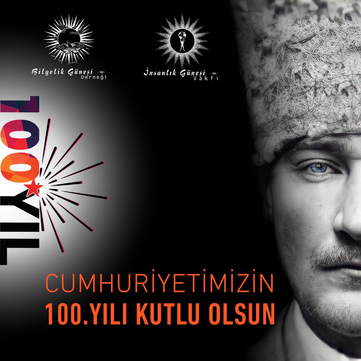 insanlikgunesi's tweet photo. Türkiye Cumhuriyeti’nin “geleceğin yüksek medeni ufkundan yeni bir güneş gibi doğacağı” ikinci yüzyılımızda birlik, beraberlik anlayışının yaşanılır olması dileğiyle… CUMHURİYETİMİZİN 100. YILI KUTLU OLSUN https://t.co/nUh9A5HXw5