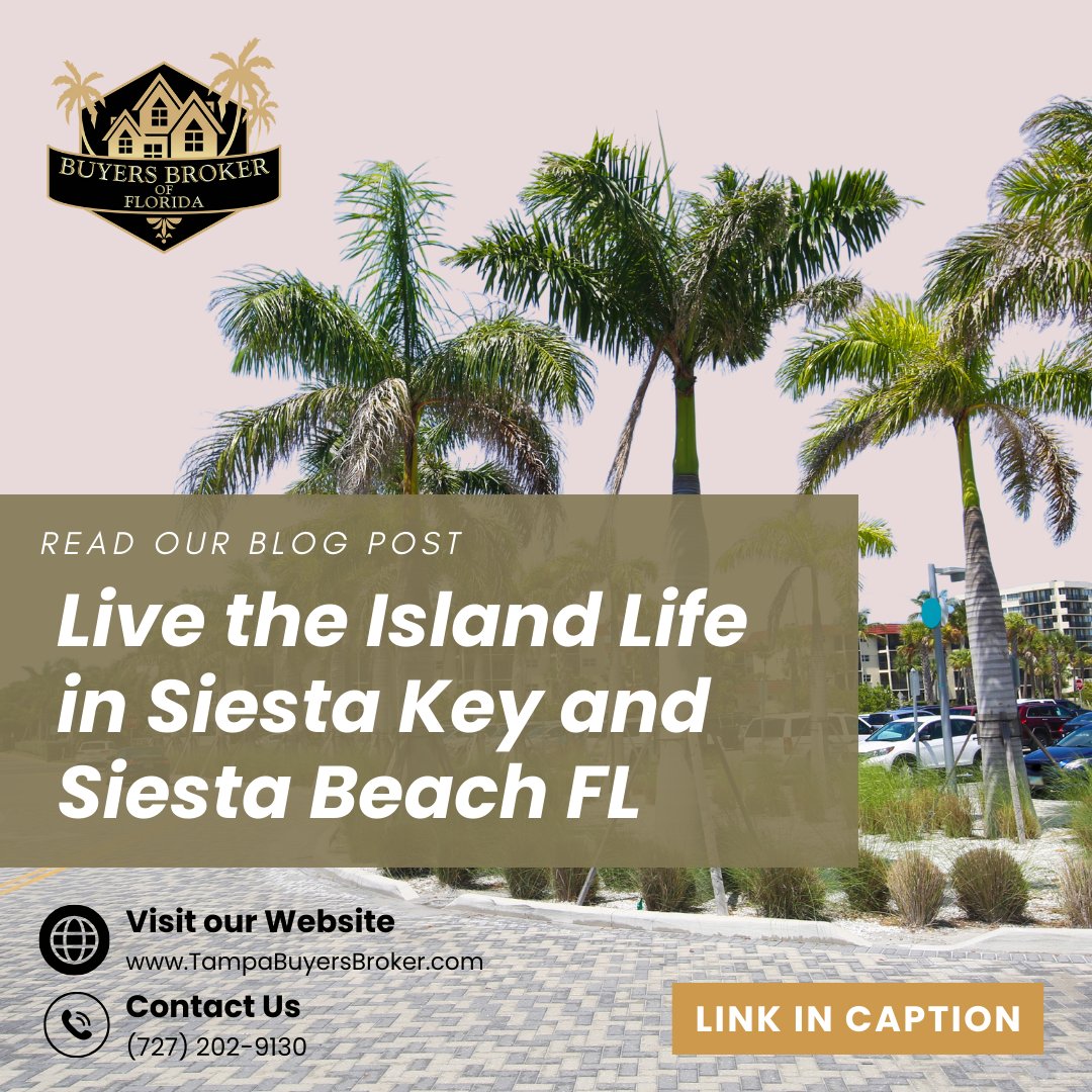 Looking for a tropical paradise in Sarasota, Florida? Live the island life in Siesta Key and Siesta Beach! 🌴☀️  Read all about it here: bit.ly/3MwPwXd | Buyers Broker of Florida | (727) 202-9130 |TampaBuyersBroker.com #SiestaKey #SiestaBeach #SarasotaIslandLife