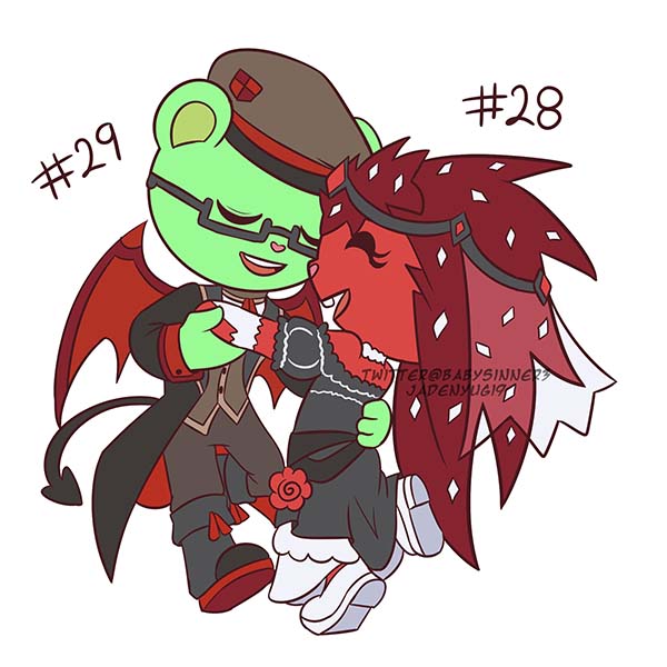 #HTF #happytreefriends #DressupTober #Dressuptober2023
Day 28 and 29 
yes i did two draw with the same clothes for two different ships i like and they looks so cute is perfect for them 😩🥹❤️👌