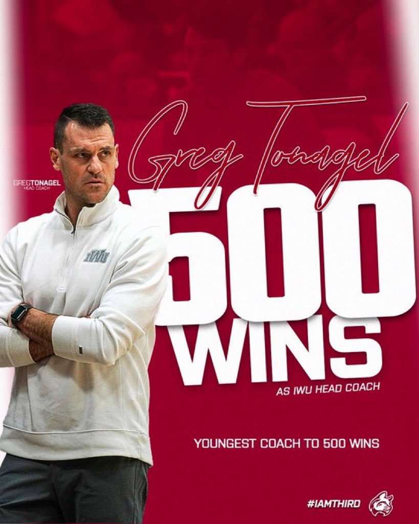GoodmanHoops's tweet image. Indiana Wesleyan head coach Greg Tonagel just became the youngest college basketball coach to win 500 games. Tonagel, 42, is 500-129 and this is his 19th season at IWU.