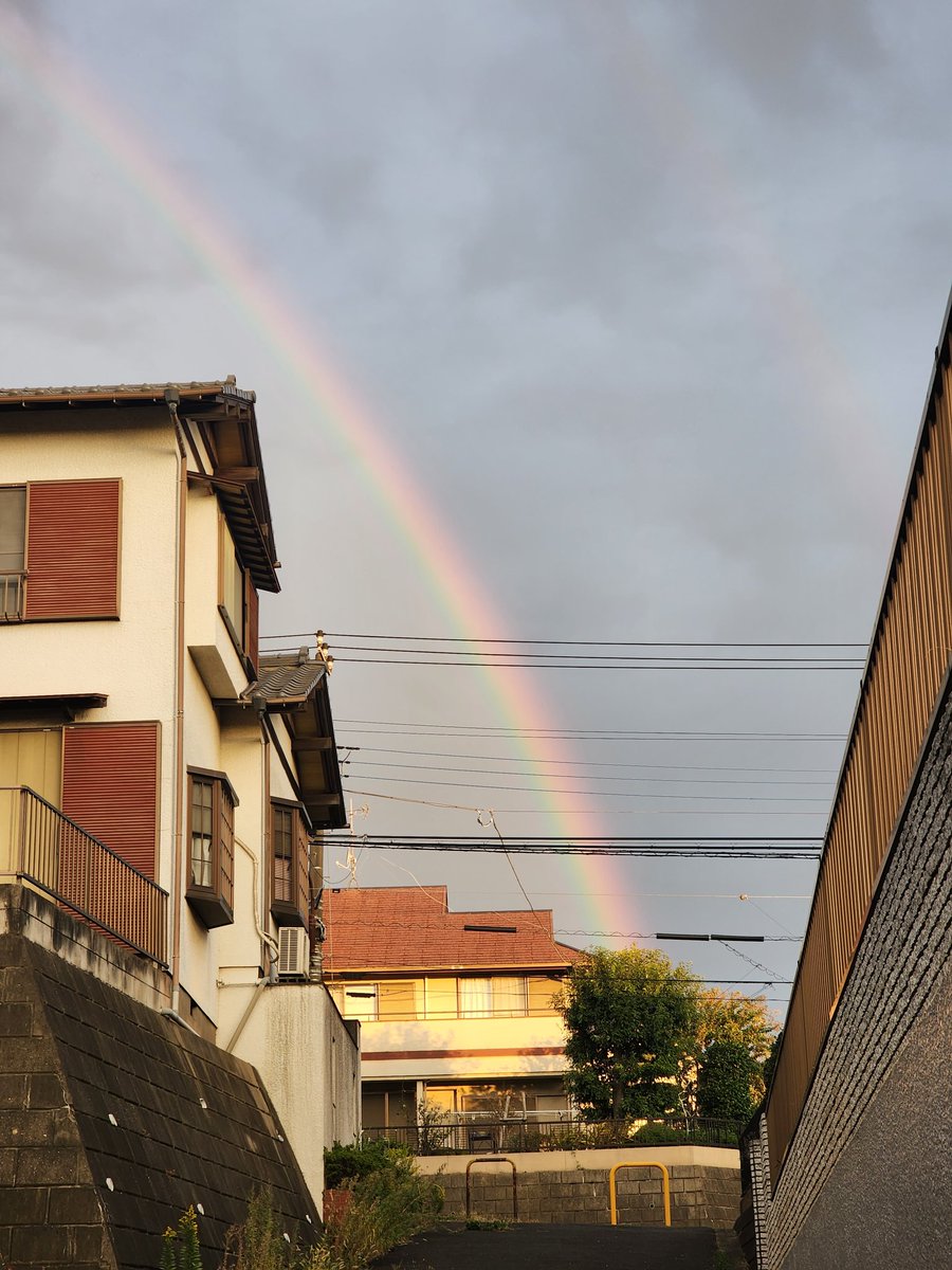 1801rider's tweet photo. 早朝散歩するので表に出たら､空に虹🏳️‍🌈が…見るの久し振りですね😃 https://t.co/Hepvg2zeSy