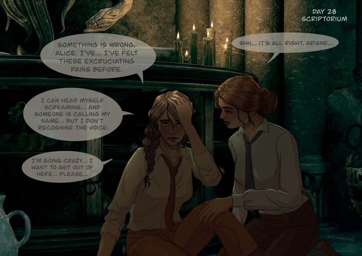 Hogtober Day 28 : Scriptorium

Passage from my fanfic with Ariane and Alice

#hogtober #HogwartsLegacy #Hogwarts #HL学生証 #HogwartsLegacyArt #inktober2023 #Inktober #HogwartsLegacyMC #scriptorium #slytherin #criucio