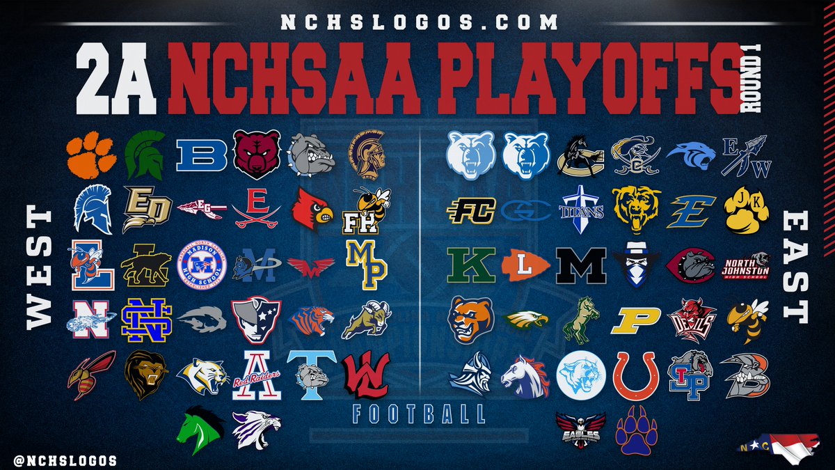 The <a href="/NCHSAA/">NCHSAA</a> Football Playoff Brackets are set☑️

Here are logos for all of the 2⃣A Teams that made the cut.🏈

Who has what it takes to keep playing a few more weeks?🏆

nchslogos.com

#NCHSfb #NCHSLogos