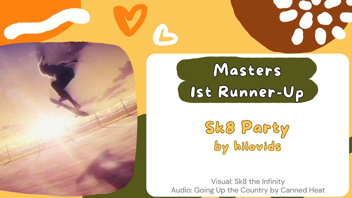 thevat's tweet photo. Winner of Masters 1st Runner-Up is Sk8 Party by hilovids. https://t.co/ShNd45ouVO