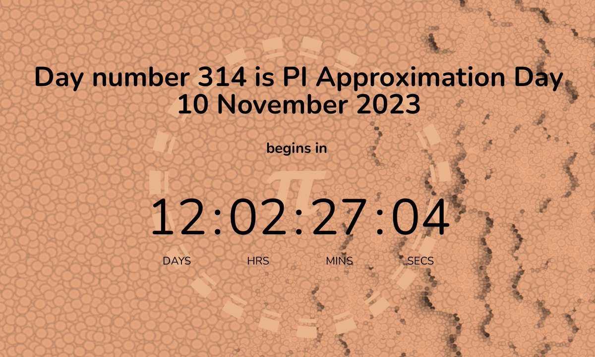 Day no 314 - PI Approximation Day - is only 12 days away. Countdown continues 22-2-22.com/day-314-pi-app…