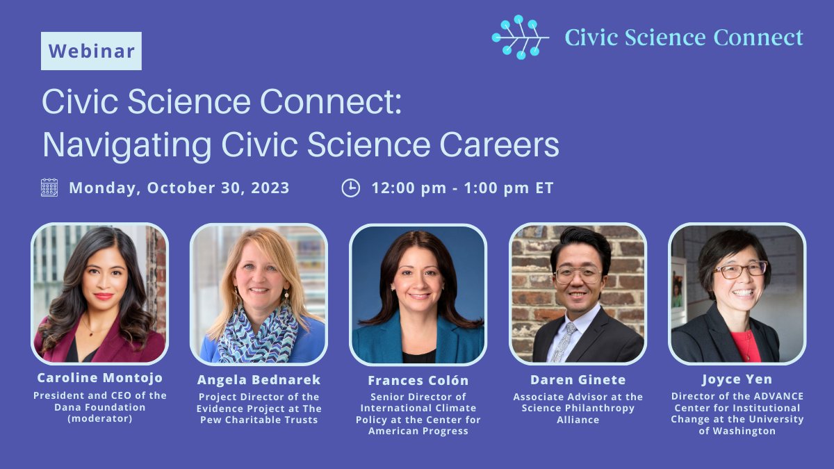 dana_fdn's tweet image. Dana Foundation President Caroline Montojo will be moderating the panel “Navigating Civic Science Careers” on Oct. 30. Learn about the growing civic science career landscape and much more! #neurosociety #civicscience
us02web.zoom.us/meeting/regist…