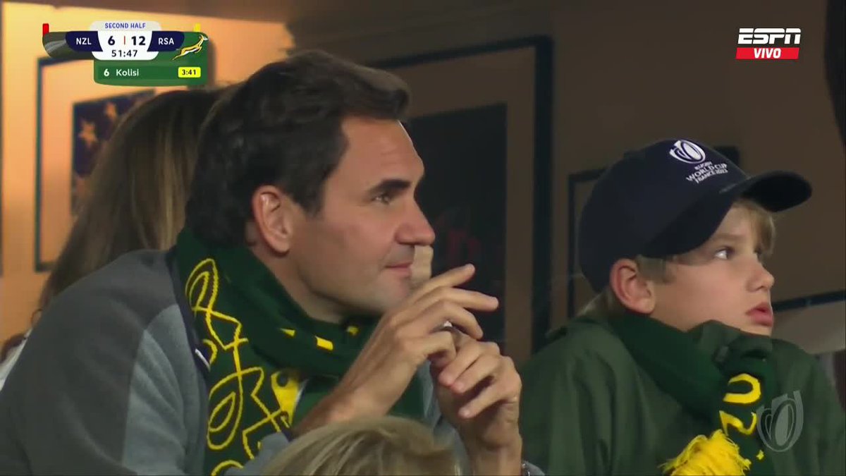 TheTennisLetter's tweet image. Roger Federer &amp;amp; Novak Djokovic spotted at the Rugby World Cup Final in Paris. 

🐐🐐