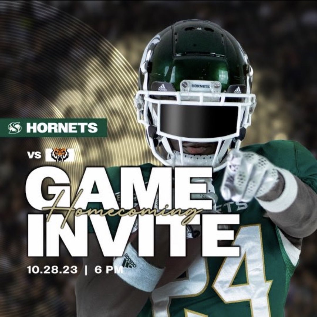 Thank you @Jadersdiamond and @Coach__Prince @SacHornetsFB Homecoming Gameday Invite Ready to be them Stingers Up! @SacKenny @ChrisMParry