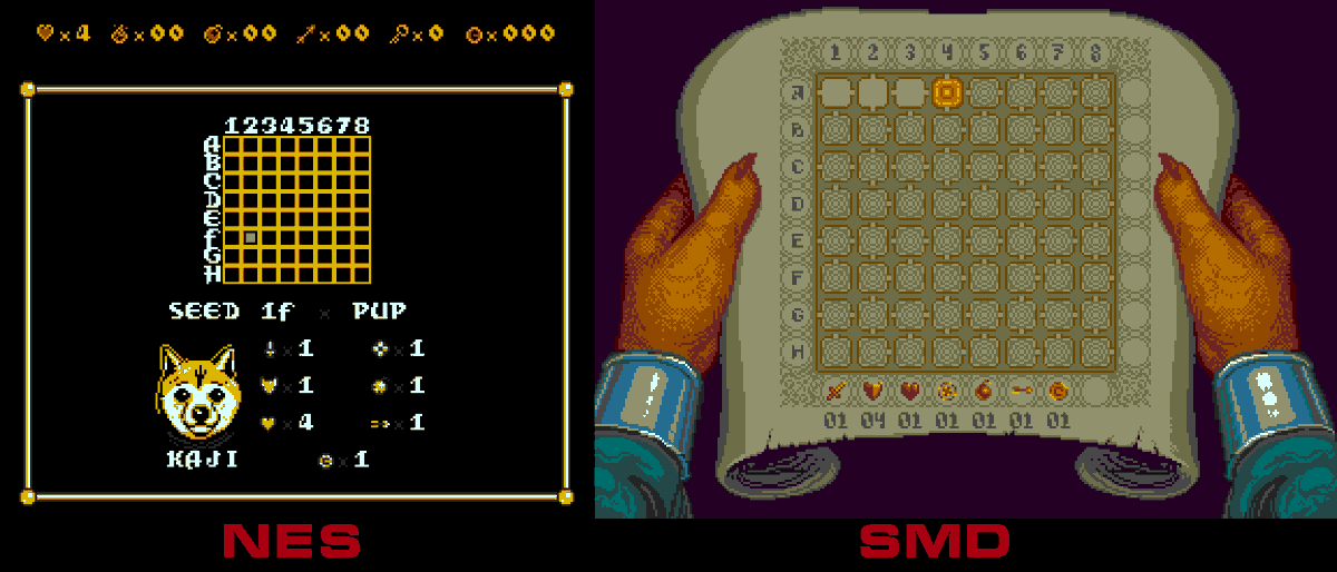 PscdGames's tweet photo. We continue porting Pelusa Saga - Kajis Trials from NES to SMD. This screenshot shows the difference in the level map between these versions.
#Pscdgames #16bit #SMD #Pelusa_Saga #Kajis_Trials #Nes https://t.co/cGWGPoWd1v