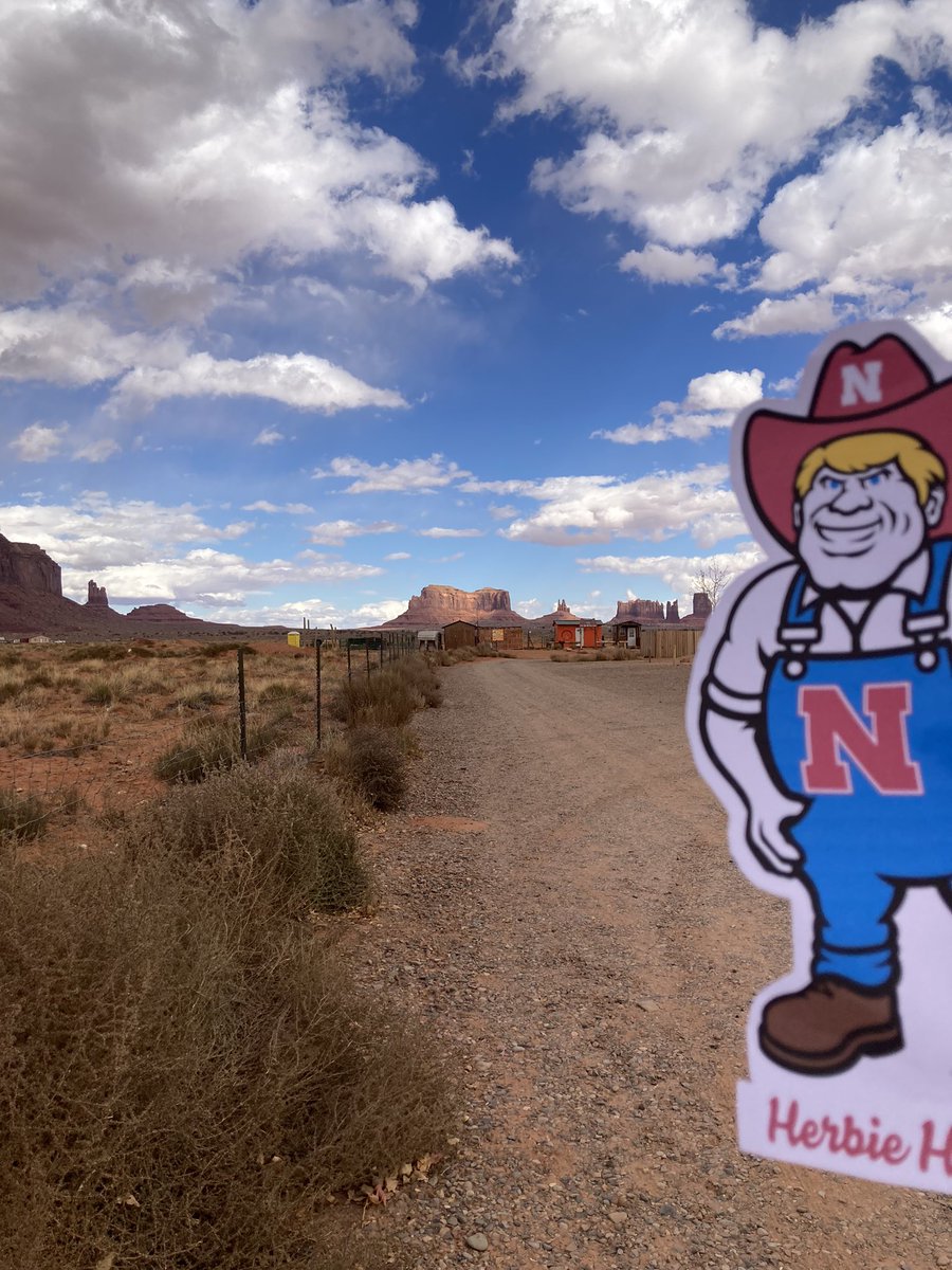 Cheering the Huskers in Monument Valley today. #huskeralum