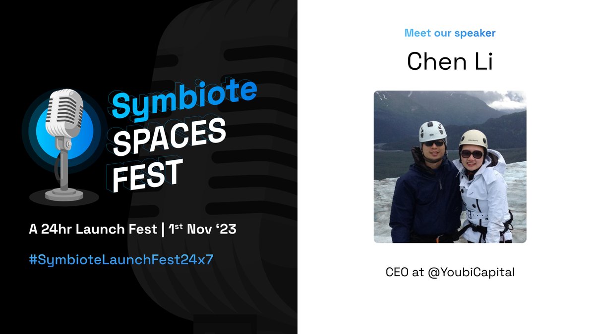 (1/n)

 🌟 #SymbioteSpaces guest highlight! 🌟

 Join us on 1.11 for an enriching Twitter Space session with:
Chen Li (<a href="/ChenLLII/">Chen Li</a>) , a partner at <a href="/YoubiCapital/">Youbi Capital | Since 2017</a>, which focuses on investing in Web3 consumer applications and infrastructures, key players in decentralized tech stack 💼