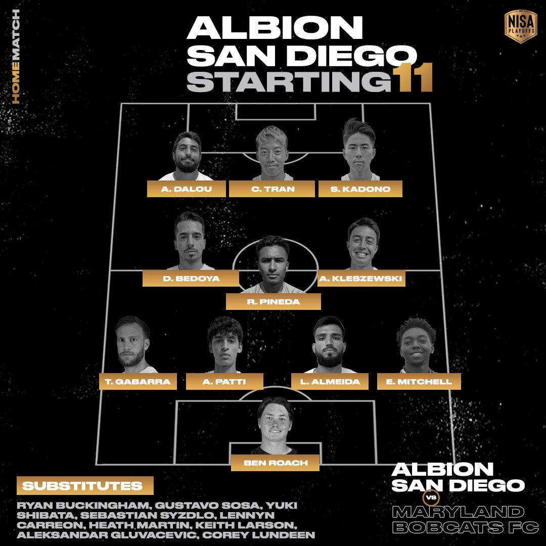 TONIGHT'S STARTING XI 🔥

🖥️ Watch live at 5:30PM: albionsandiego.com/watch-live

#ALBIONSanDiego #RUNASONE #NISA