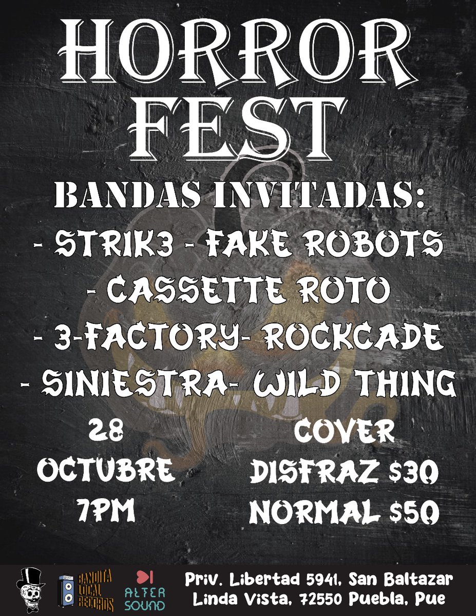 ⛩️SINIESTRA⛩️
👺Estará cotorreando en este festival llevando música nueva, no es una tocada oficial pero los Yokais se quieren divertir 👹
#siniestramusic #halloween #rockband  #jrock