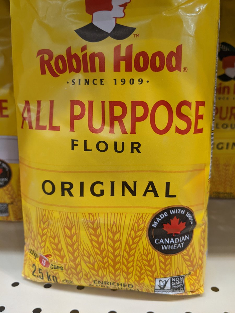 stuartsmyth66's tweet photo. It's a shame to see that @robinhoodbaking has opted to scam consumers by putting the fraudulent @NonGMOProject label on its flour. There is no GM wheat grown in Canada or the USA, so this is 100% consumer fraud. Please don't buy Robin Hood flour. https://t.co/bSy7W1kMwS