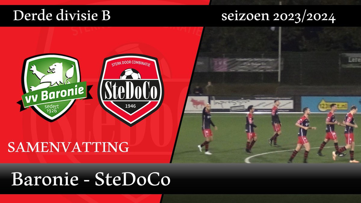 1Stedoco's tweet photo. Zaterdagavond werd Baronie met 0-2 verslagen. Ondanks het late tijdstip van de wedstrijd en een file op de weg terug staat de samenvatting alweer op ons YouTubekanaal! Fijn weekend! π΄β«οΈ https://t.co/kUghirXOap #barste https://t.co/mg7lvJF0aa