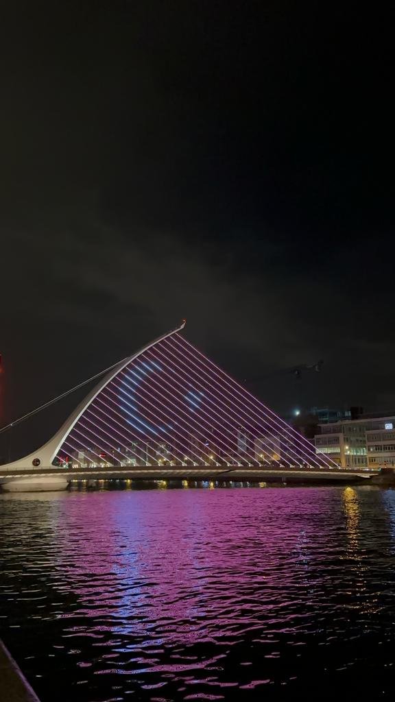 İrlanda'da Samuel Beckett Köprüsü, Türk Bayrağı'yla aydınlatıldı.