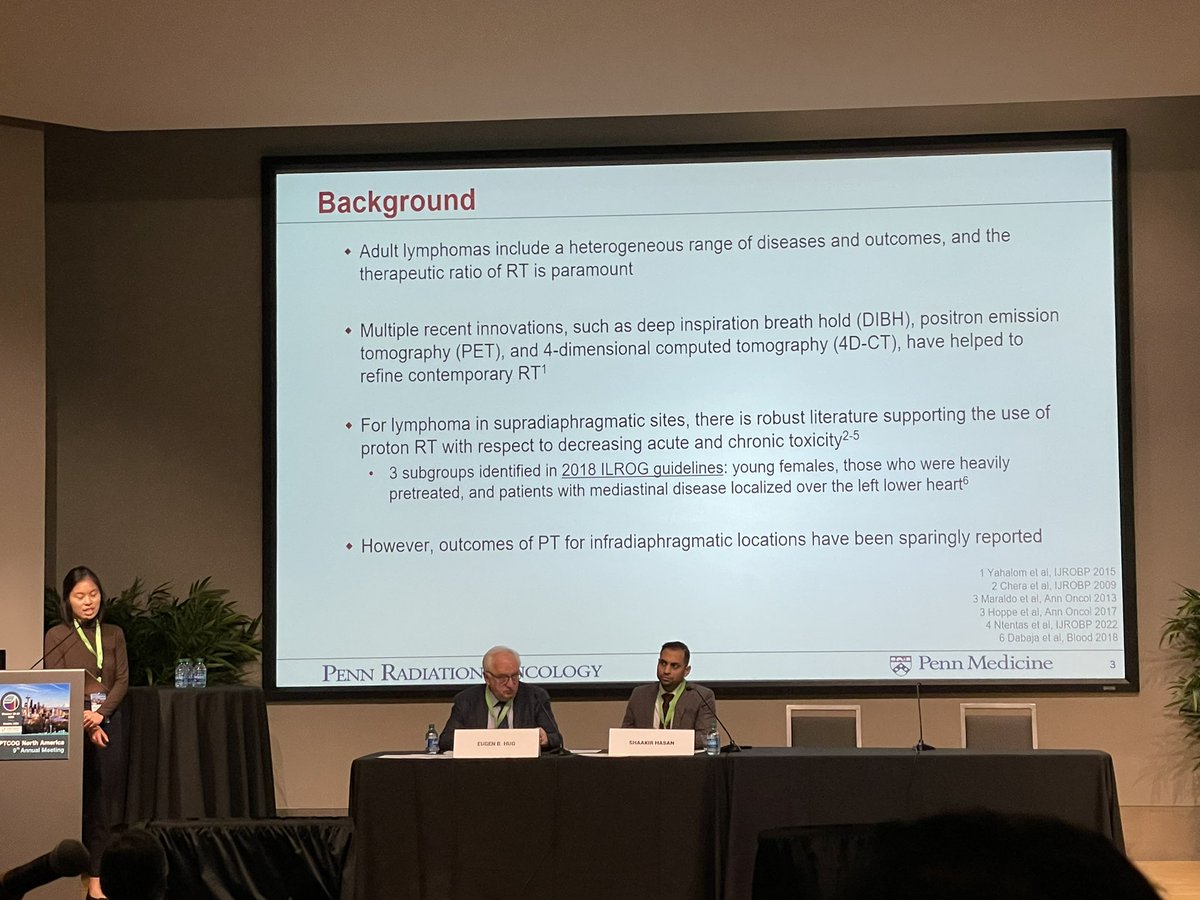 Cecilia Jiang from @PennRadOnc @PennMedicine presenting interesting data on outcomes of patients with infradiaphragmatic lymphoma treated with proton therapy.