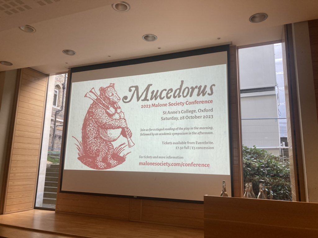 Great to welcome @MaloneSociety to @StAnnesCollege @UniofOxford for this year’s conference — featuring a performance of + talks about ‘Mucedorus’. Please come back next year!